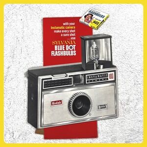 1960s‎ Kodak Sylvania Camera Advertising Sign 20" Cardboard Instamatic 100